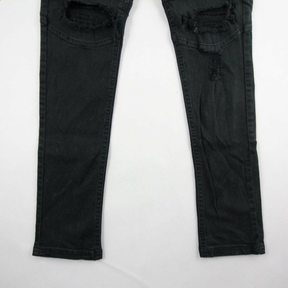 Soho Babe Womens Slim Straight Jeans Black Distressed Denim Low Rise Size 9 - Picture 2 of 9